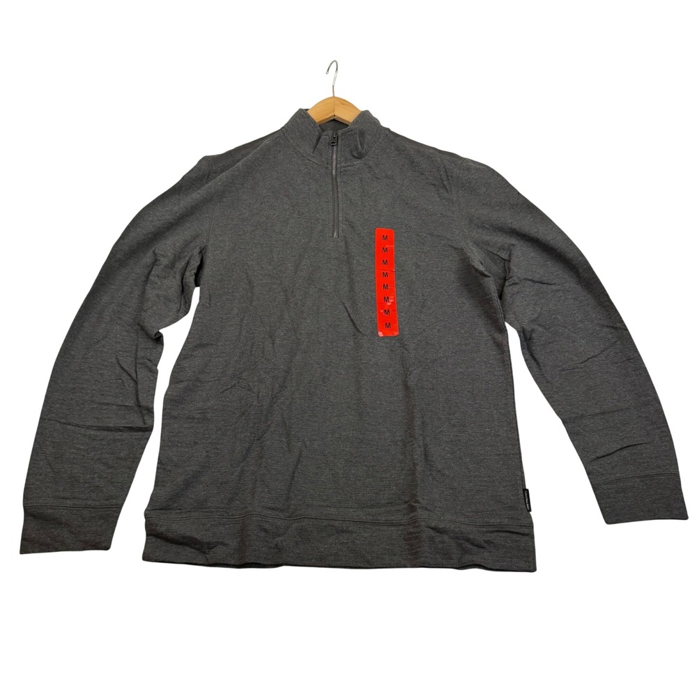 Calvin Klein Jeans Mens Charcoal Heather 1/4 Zip Cotton Pullover Sweater M NEW